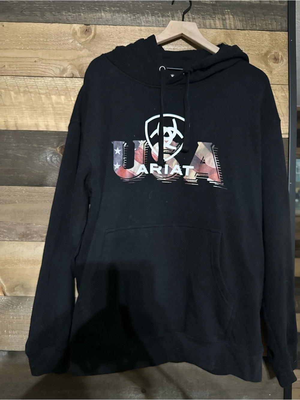 Ariat Black Hoodie with USA Flag Graphic